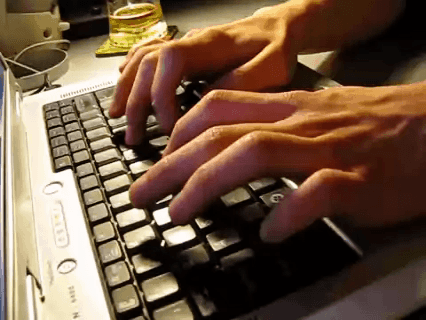 typing on keyboard siding website