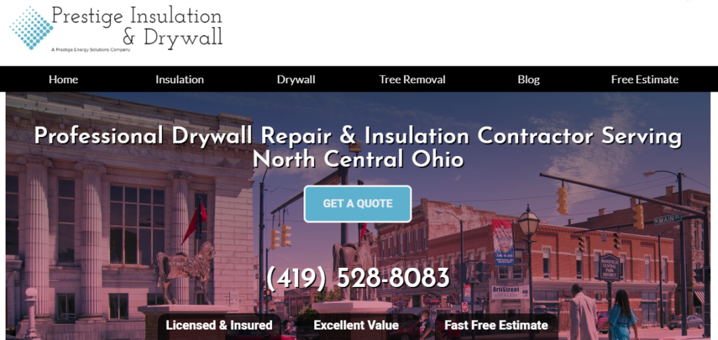 Prestige Insulation & Drywall Website