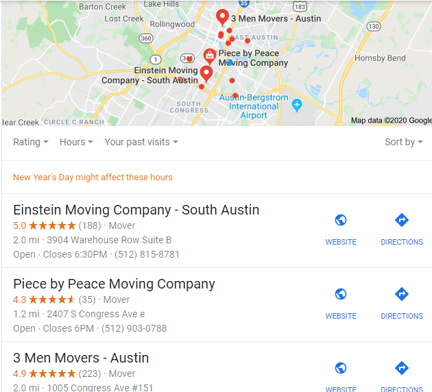 Google Maps for Austin Moving Companies